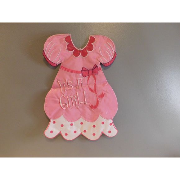 "It's A Girl" Pink Dress Small Yard Flag 12" X 18" - Picture 3 of 3